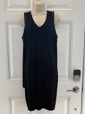 Long Sleeve Black Dress With Studded Open Shoulders